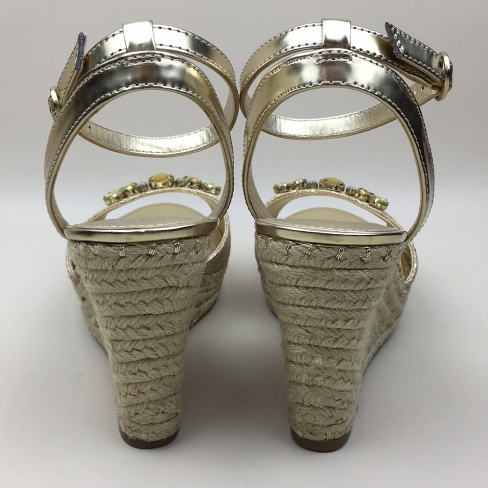 Marc Fisher Elia Jeweled Espadrille Wedges NWOB - Picture 5 of 10